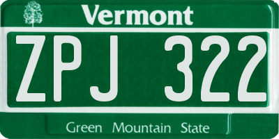 VT license plate ZPJ322