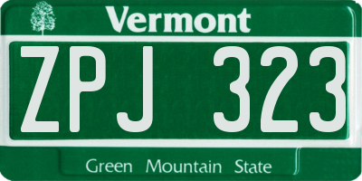 VT license plate ZPJ323