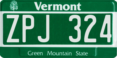 VT license plate ZPJ324