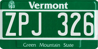VT license plate ZPJ326