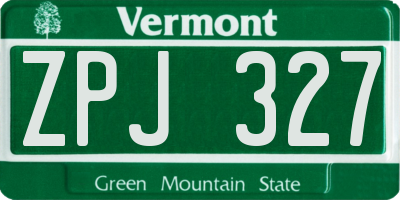 VT license plate ZPJ327