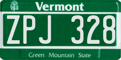 VT license plate ZPJ328