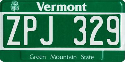 VT license plate ZPJ329