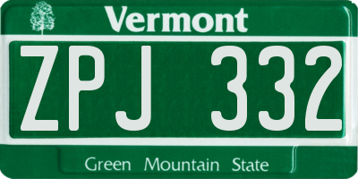 VT license plate ZPJ332