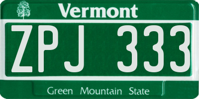 VT license plate ZPJ333