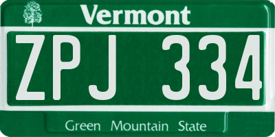 VT license plate ZPJ334