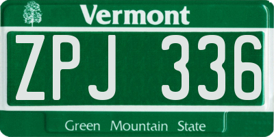 VT license plate ZPJ336