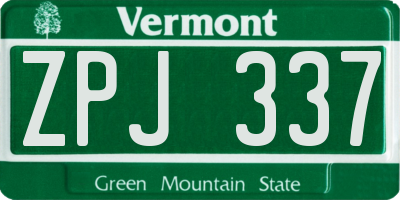 VT license plate ZPJ337