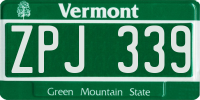 VT license plate ZPJ339