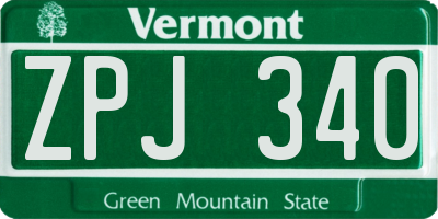 VT license plate ZPJ340