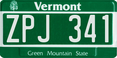 VT license plate ZPJ341