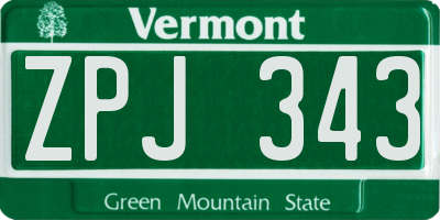 VT license plate ZPJ343