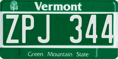VT license plate ZPJ344