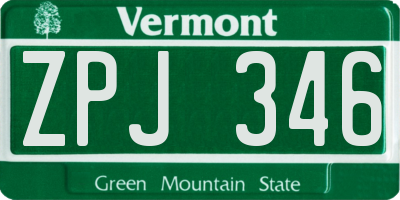 VT license plate ZPJ346