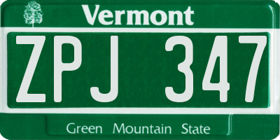 VT license plate ZPJ347