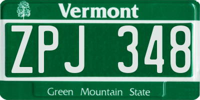 VT license plate ZPJ348