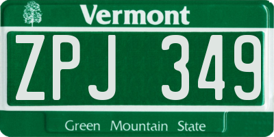 VT license plate ZPJ349