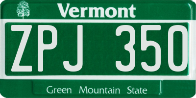 VT license plate ZPJ350