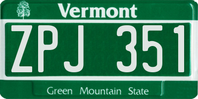 VT license plate ZPJ351