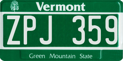 VT license plate ZPJ359