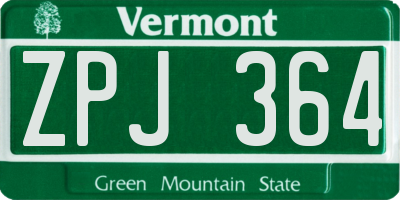 VT license plate ZPJ364