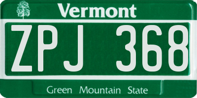VT license plate ZPJ368