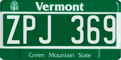 VT license plate ZPJ369