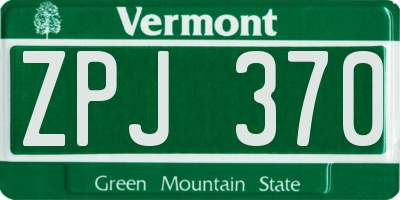 VT license plate ZPJ370