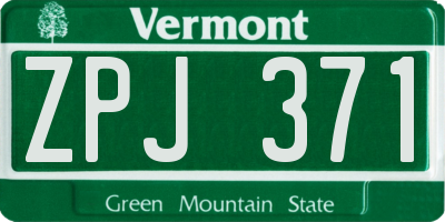 VT license plate ZPJ371