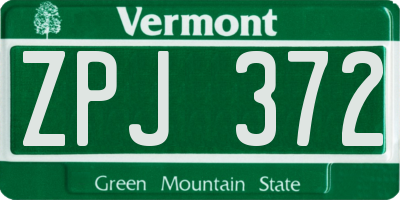 VT license plate ZPJ372