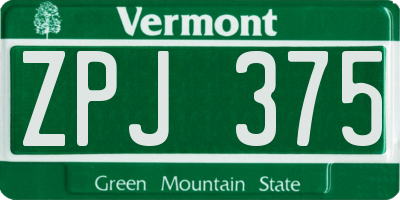VT license plate ZPJ375