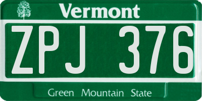 VT license plate ZPJ376
