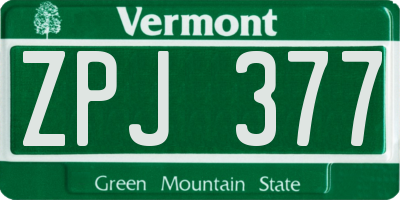 VT license plate ZPJ377
