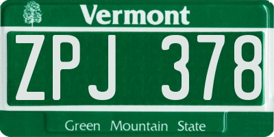 VT license plate ZPJ378
