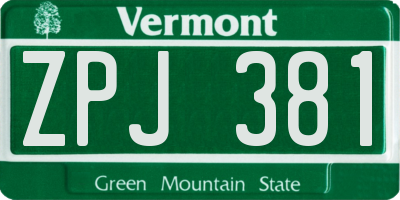 VT license plate ZPJ381