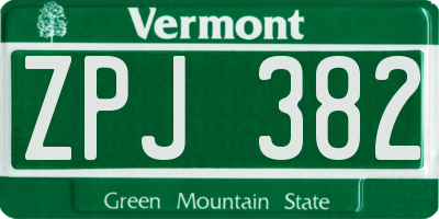 VT license plate ZPJ382