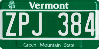 VT license plate ZPJ384