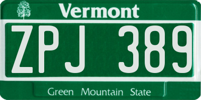 VT license plate ZPJ389