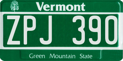 VT license plate ZPJ390
