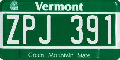 VT license plate ZPJ391