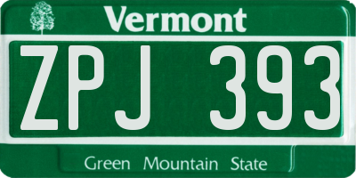 VT license plate ZPJ393