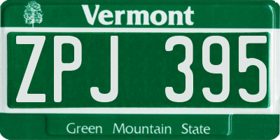 VT license plate ZPJ395