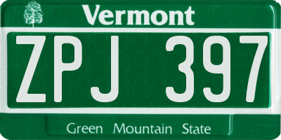 VT license plate ZPJ397
