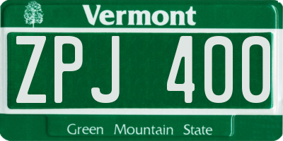 VT license plate ZPJ400