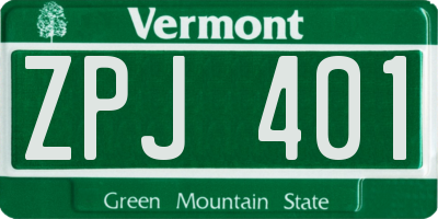 VT license plate ZPJ401