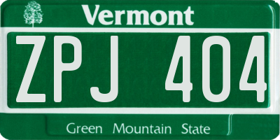 VT license plate ZPJ404