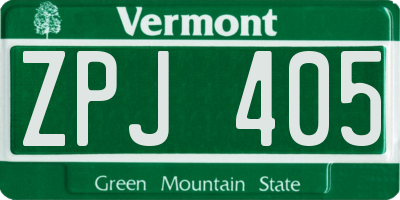 VT license plate ZPJ405