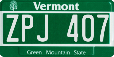 VT license plate ZPJ407