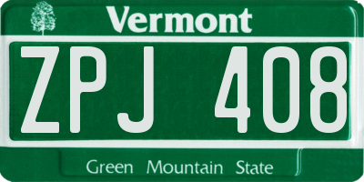 VT license plate ZPJ408