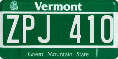 VT license plate ZPJ410